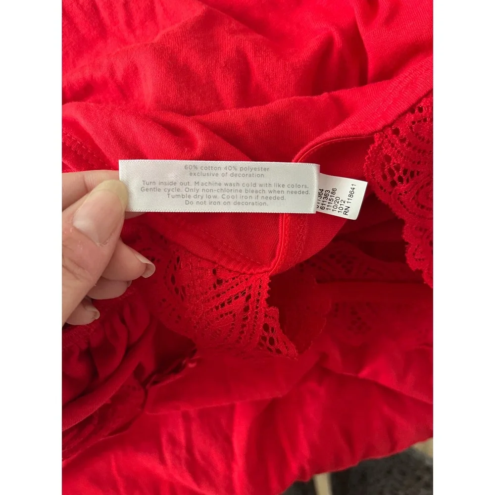 Cacique Sleep Red Lace Trim Chemise Nightgown Plus Size 18/20 Racerback Lingerie